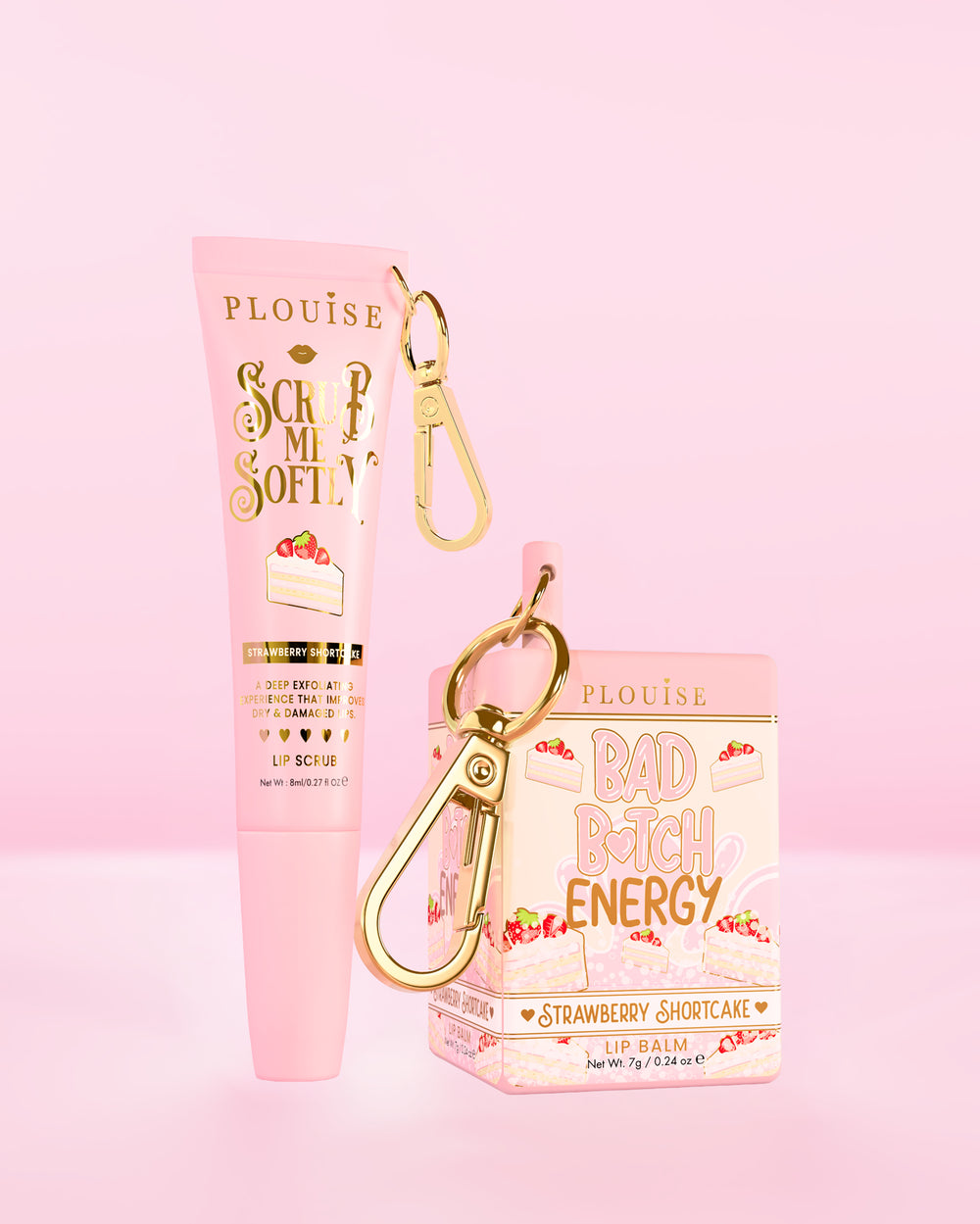 Το P.Louise Moisture Magic Duo με ένα βάλσαμο για τα χείλη και ένα σωληνάριο απολέπισης χειλιών και τα δύο σε άρωμα κέικ φράουλας