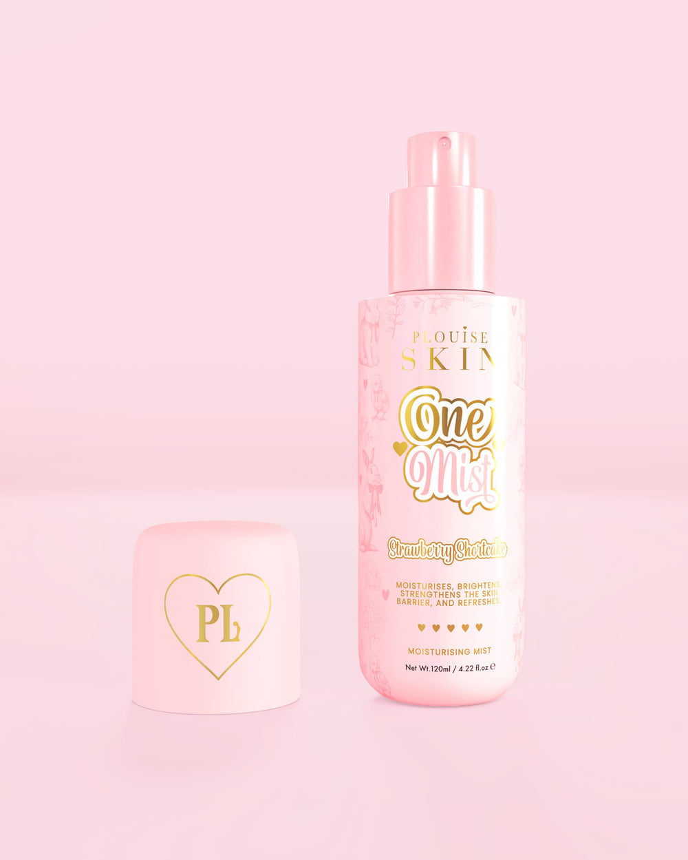Ροζ μπουκάλι One Mist Moisturizing Mist με άρωμα κέικ φράουλας
