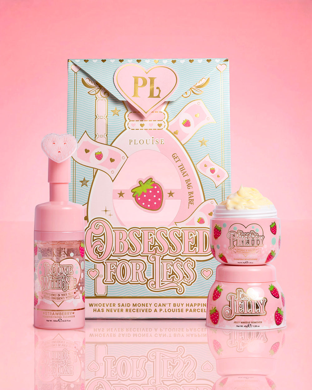 P.Louise Strawberry Obsessed For Less Obsessed For Bad Bitch σε ροζ φόντο