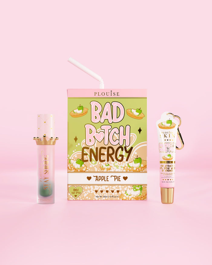 An Apple Pie Bad Bitch Energy από την P.Louise με μαλακτικό για τα χείλη και λάδι χειλιών