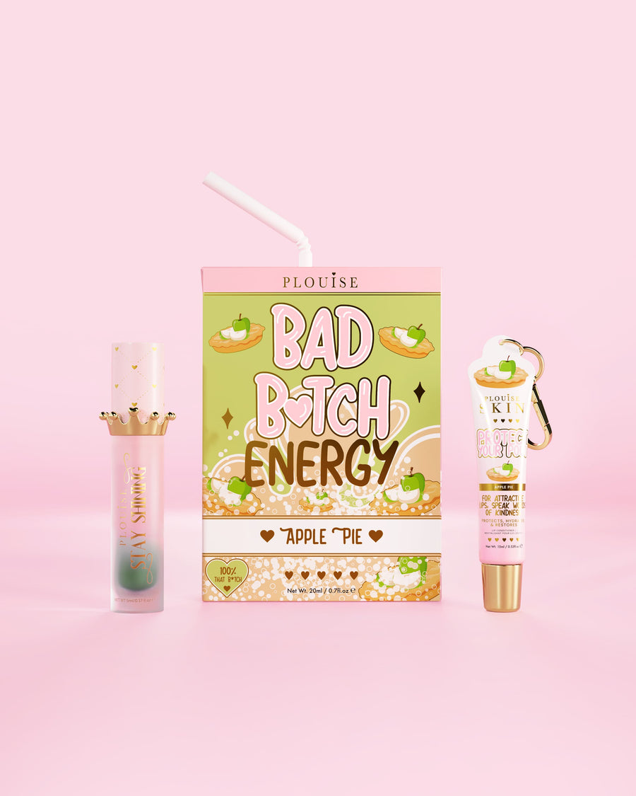 An Apple Pie Bad Bitch Energy από την P.Louise με μαλακτικό για τα χείλη και λάδι χειλιών