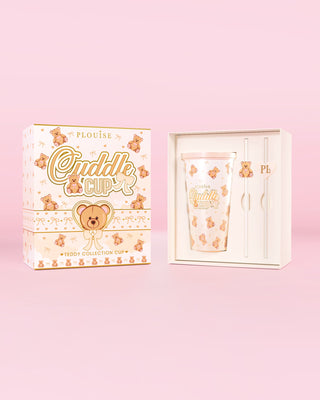 Εικόνα του P.Louise Teddy Touch Cuddle Cup Tumbler & Straw σε συσκευασία με σχέδιο teddy print