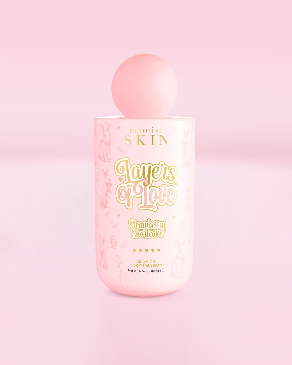 Ροζ μπουκάλι γαλάκτωμα σώματος P.Louise Layers Of Love Milky Oil σε άρωμα κέικ φράουλας